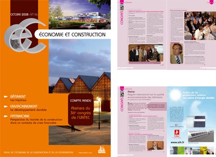 Magazine Economie et Construction Trimestriel  de 90 pages pour l'Union Nationale des Economistes de la Construction